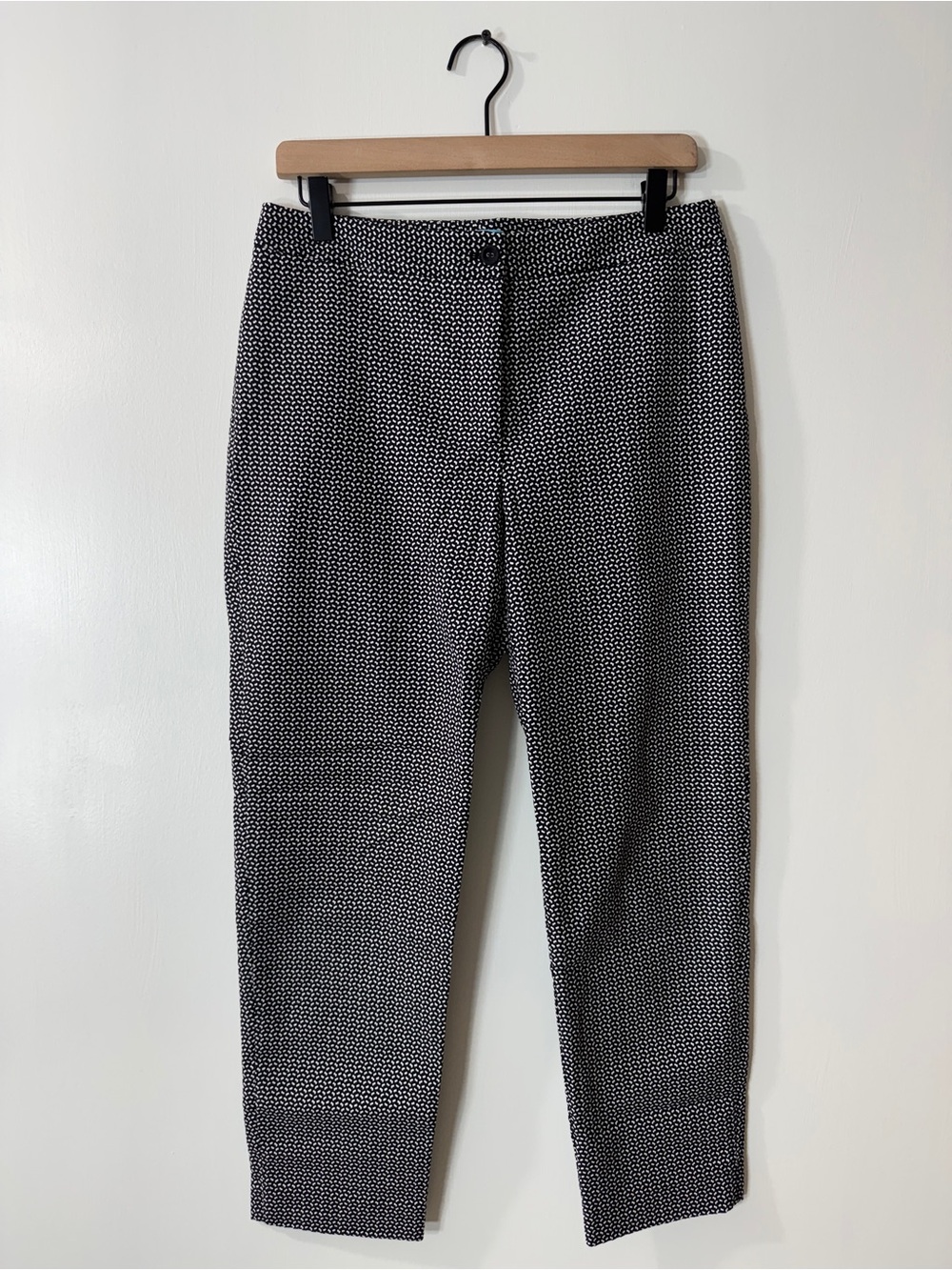 WP59 {J. McLaughlin} Black White Printed Tapered Straight Leg Dress Pants